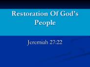 Restoration Of God