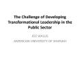 The Challenge of Developing Transformational Leadership in the Public Sector PowerPoint PPT Presentation