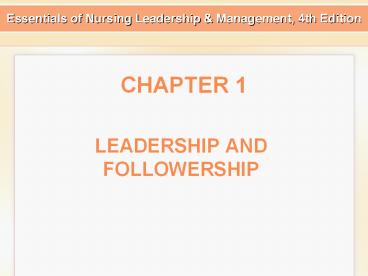 LEADERSHIP AND FOLLOWERSHIP