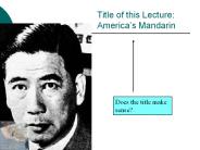 Title of this Lecture: America
