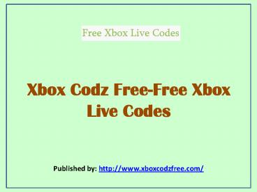 Xbox Codz Free-Free Xbox Live Codes