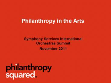 Philanthropy in the Arts