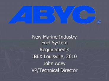 New Marine Industry Fuel System