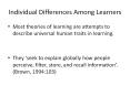 Individual Differences Among Learners PowerPoint PPT Presentation