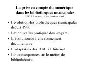 La prise en compte du num