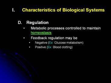 Characteristics of Biological Systems