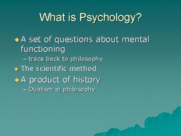 What is Psychology?