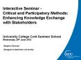 Interactive Seminar - Critical and Participatory Methods: Enhancing Knowledge Exchange with Stakeholders  University College Cork Summer School Wednesday 20th June 2012 PowerPoint PPT Presentation