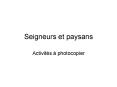 Seigneurs et paysans PowerPoint PPT Presentation