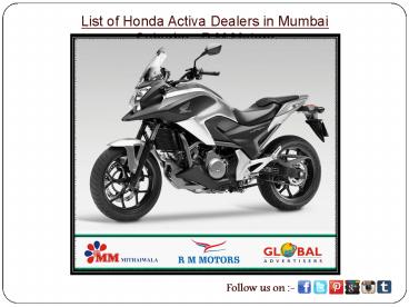List of Honda Activa Dealers in Mumbai Suburbs - R M Motors