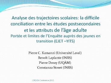 Analyse des trajectoires scolaires: la difficile conciliation entre les 