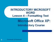 INTRODUCTORY MICROSOFT WORD Lesson 4 