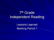 7th Grade Independent Reading