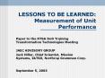 LESSONS TO BE LEARNED: Measurement of Unit Performance PowerPoint PPT Presentation