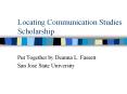Locating Communication Studies Scholarship PowerPoint PPT Presentation