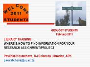 LIBRARY TRAINING: WHERE