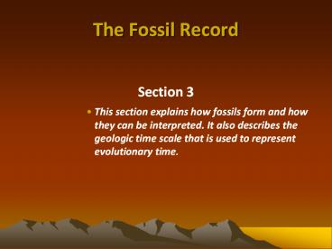 The Fossil Record