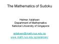 The Mathematics of Sudoku PowerPoint PPT Presentation