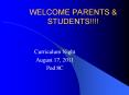 WELCOME PARENTS PowerPoint PPT Presentation