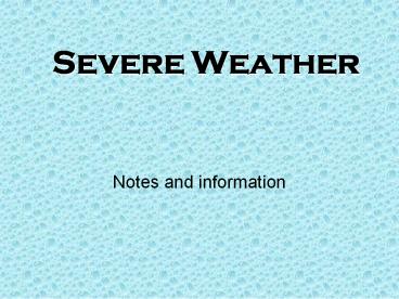 Severe Weather