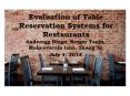 Evaluation of Table Reservation Systems for Restaurants PowerPoint PPT Presentation