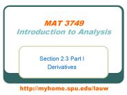 MAT 3749 Introduction to Analysis