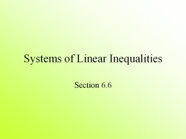 Systems of Linear Inequalities