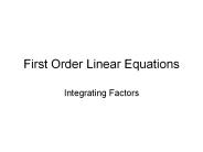 First Order Linear Equations