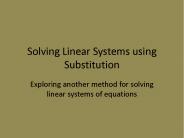 Solving Linear Systems using Substitution