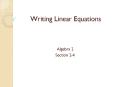 Writing Linear Equations PowerPoint PPT Presentation