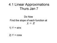 4.1 Linear Approximations Thurs Jan 7