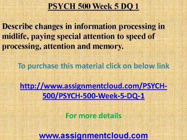 PSYCH 500 Week 5 DQ 1