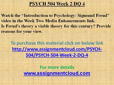 PSYCH 504 Week 2 DQ 4