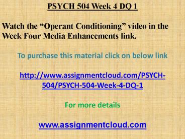 PSYCH 504 Week 4 DQ 1