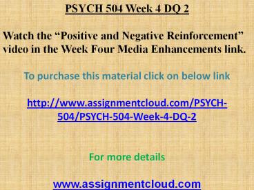 PSYCH 504 Week 4 DQ 2