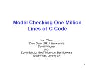 Model Checking One Million Lines of C Code