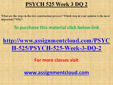 PSYCH 525 Week 3 DQ 2
