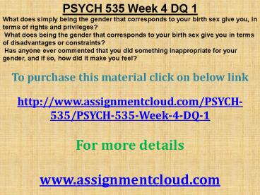 PSYCH 535 Week 4 DQ 1