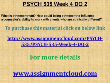 PSYCH 535 Week 4 DQ 2