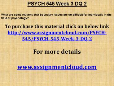 PSYCH 545 Week 3 DQ 2