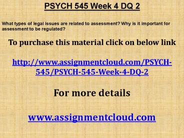 PSYCH 545 Week 4 DQ 2