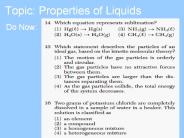 Topic: Properties of Liquids