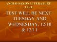 ANGLO SAXON LITERATURE TEST PowerPoint PPT Presentation