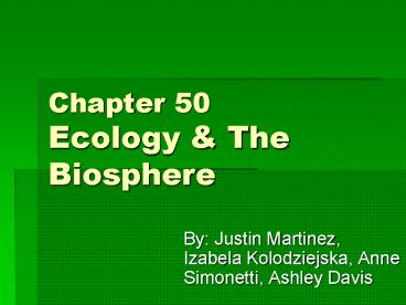 Chapter 50 Ecology