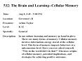 532: The Brain and Learning--Cellular Memory PowerPoint PPT Presentation