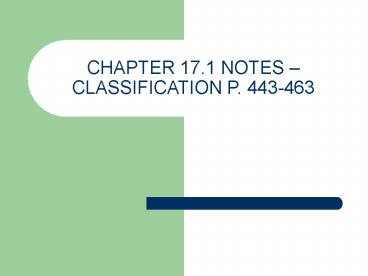 CHAPTER 17.1 NOTES 