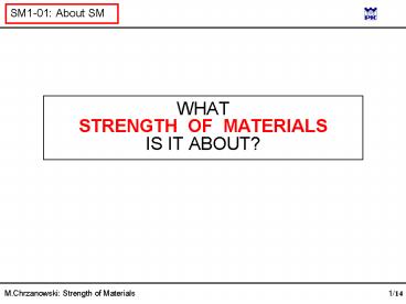 WHAT STRENGTH OF MATERIALS IS IT ABOUT?