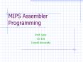 MIPS Assembler Programming PowerPoint PPT Presentation
