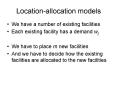 Location-allocation models PowerPoint PPT Presentation