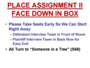 PLACE ASSIGNMENT II FACE DOWN IN BOX
